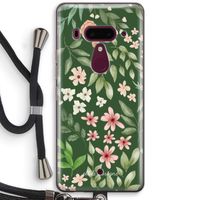 Botanical green sweet flower heaven: HTC U12+ Transparant Hoesje met koord