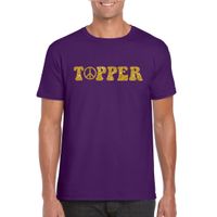 Paars Flower Power t-shirt Topper met gouden letters heren Paars Flower Power t-shirt Topper met gouden letters heren