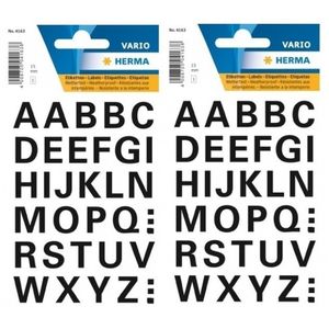 64x Letter stickers zwart 15 mm