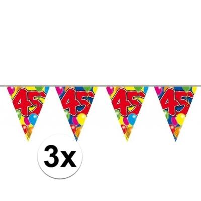 Leeftijd vlaggenlijn 45 jaar verjaardag - 3x - 10 meter - plastic - feestartikelen/versiering