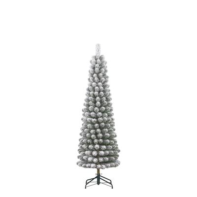 Kunstkerstboom Charlton pilar groen frosted H185 x dia. 53 cm - Black box