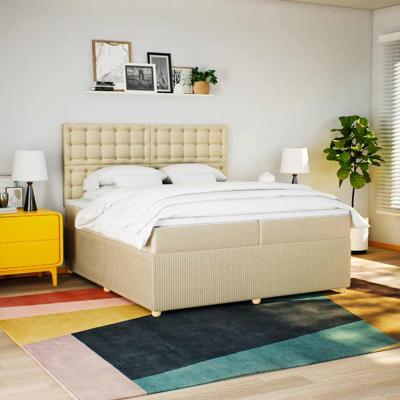 Boxspring met matras stof crèmekleurig 200x200 cm