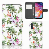 Samsung Galaxy A70 Telefoonhoesje met Pasjes Flamingo Palms - thumbnail