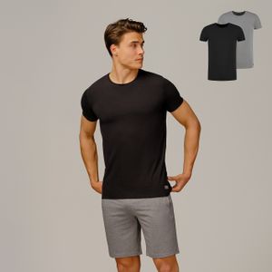 Bamigo Tony Pyjama T-shirts Grijs Melange-Zwart (2-pack)