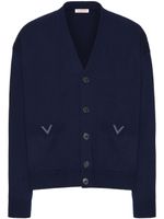 Valentino Garavani cardigan en laine à col v - Bleu - thumbnail