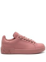 Dolce & Gabbana embossed-logo leather sneakers - Rose