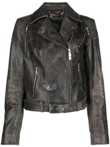 Philipp Plein veste de moto en cuir - Noir