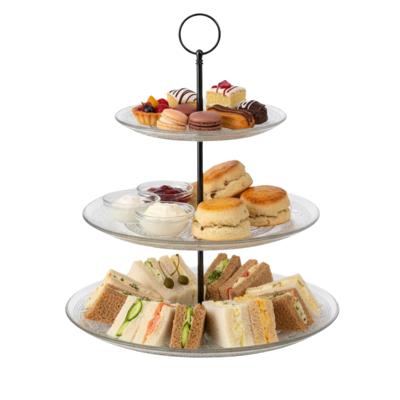 Etagere 3 laags - transparant - metaal - D29 x H35 cm - Hightea - Taartjes - Decoratief - Serveersch