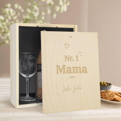 Wijnpakket met glas - Maison de la Surprise Syrah (Gegraveerde deksel)
