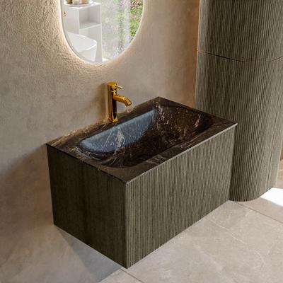 Badmeubel Mondiaz Kurve-Dlux | 70 cm cm | Meubelkleur Shadow | Wastafelkleur Lava | Solid surface | Wasbak midden spoelbak | 1 kraangat
