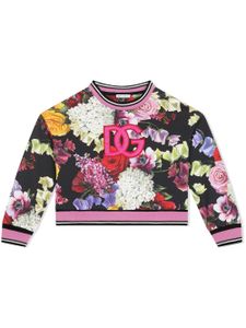 Dolce & Gabbana Kids sweat en coton à fleurs - Noir