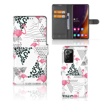 Samsung Galaxy Note20 Ultra Telefoonhoesje met Pasjes Flamingo Triangle - thumbnail
