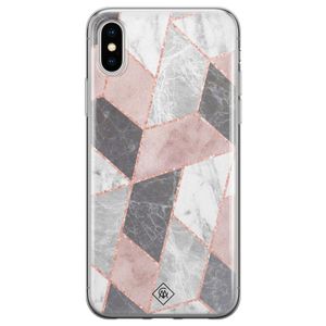 iPhone X/XS siliconen telefoonhoesje - Stone grid