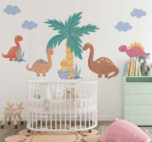 Schattige dinosaurussen Muursticker kinderkamer