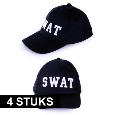 Politie SWAT baseball cap pet - 4x - verkleedkleding - volwassenen - hoedje - carnaval accessoires