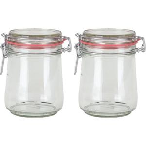 Weckpot/inmaakpot - 2x - glas - 720 ml - met beugelsluiting - transparant