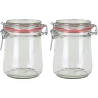 Weckpot/inmaakpot - 2x - glas - 720 ml - met beugelsluiting - transparant