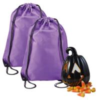 Sint Maarten snoeptasje - 2x - met rijgkoord - paars - 34 x 44 cm - polyester - 11 november - thumbnail