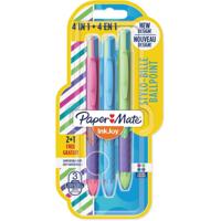Paper Mate Inkjoy Quatro Joie de Vivre 4-kleurenbalpen, medium, klassieke inktkleuren, blister 2 + 1 grat