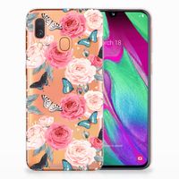 Samsung Galaxy A40 TPU Case Butterfly Roses - thumbnail