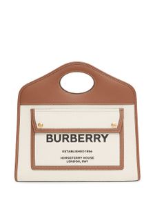 Burberry petit sac cabas bicolore à logo imprimé - Tons neutres