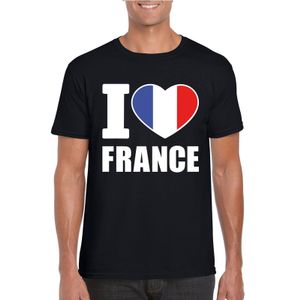 Zwart I love Frankrijk fan shirt heren