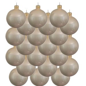 18x Licht parel/champagne glazen kerstballen 6 cm glans