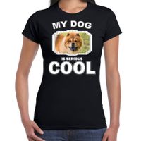 Chow chow honden t-shirt my dog is serious cool zwart voor dames - thumbnail