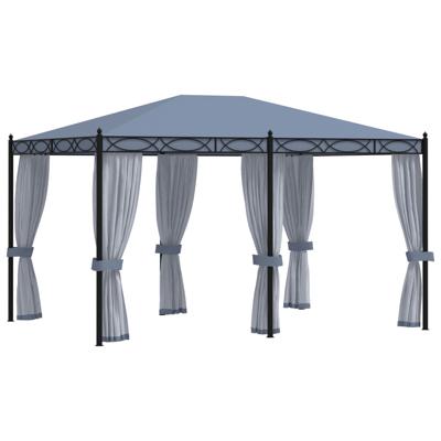 Prieel met horren 3x4 m staal antraciet