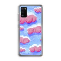 Roze wolken met vogels: Samsung Galaxy A41 Transparant Hoesje Roze wolken met vogels: Samsung Galaxy A41 Transparant Hoesje