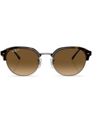 Ray-Ban lunettes de soleil rondes à logo imprimé - Marron