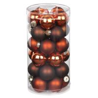 Inge Christmas Kerstballen - 30x st - bruin - D4 cm - glas - thumbnail