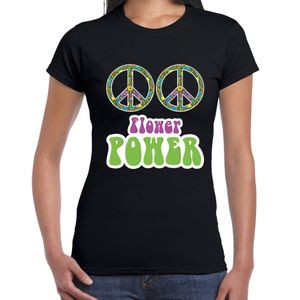 Flower power boobs t-shirt zwart dames 2XL  -