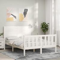 Bedframe zonder matras massief grenenhout wit 140x200 cm