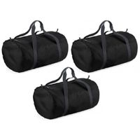 3x stuks zwarte ronde polyester sporttas/weekendtas 50 x 30 x 26 cm - thumbnail