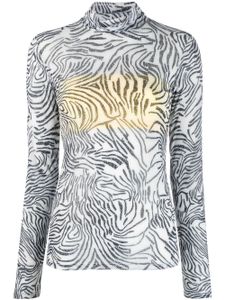 Patrizia Pepe zebra-print roll-neck T-shirt - Blanc