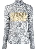 Patrizia Pepe zebra-print roll-neck T-shirt - Blanc