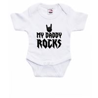 Daddy rocks cadeau baby rompertje wit jongen/meisje 92 (18-24 maanden)  - - thumbnail