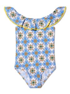 Nessi Byrd Kids maillot de bain Fenty à imprimé géométrique - Bleu