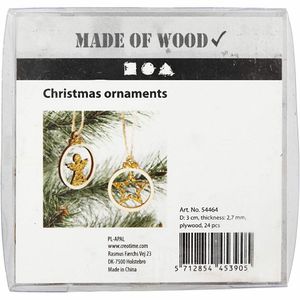 Creativ Company 54464 kerstornament Kerstboomversiering Multiplex Hout 24 stuk(s)