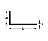 Plissédeur hoekprofiel aluminium 40 x 20 x 2 mm - vele uitvoeringen