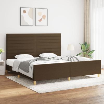 Bedframe zonder matras stof donkerbruin 200x200 cm