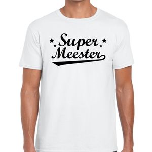 Super meester fun t-shirt wit voor heren - Einde schooljaar/ meesterdag cadeau 2XL  -