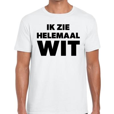 Ik zie helemaal wit - tekst t-shirt - wit - voor heren - verkleedkleding - kleuren