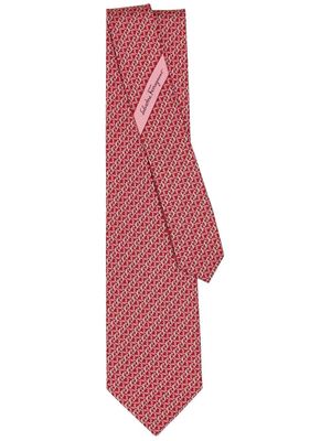 Ferragamo cravate en soie à imprimé Gancini - Rouge