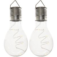 2x Buiten/tuin LED lampbolletjes solar verlichting 14 cm - thumbnail