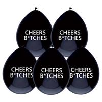 Cheers Bitches print thema ballonnen - 5x stuks - Feestartikelen en versieringen - zwart