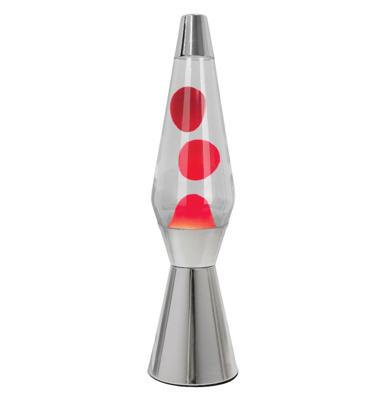 Fisura Lava Lamp Bullet - Chrome Basis Met Transparante Vloeistof En Rode Lava