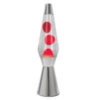Fisura Lava Lamp Bullet - Chrome Basis Met Transparante Vloeistof En Rode Lava Fisura Lava Lamp Bullet - Chrome Basis Met Transparante Vloeistof En Rode Lava