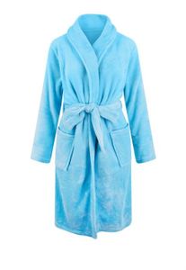 Relax Company  Licht blauwe unisex fleecebadjas met naam borduren